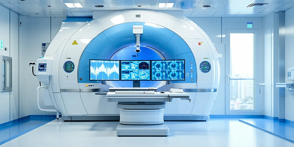 Modern radiation oncology control room with treatment planning workstation in Japan